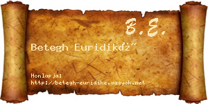 Betegh Euridiké névjegykártya